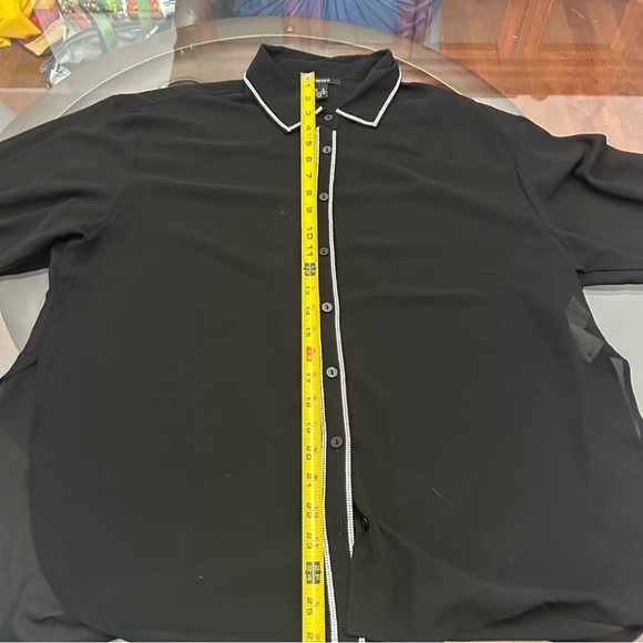 💎Forever 21 Black Button-Up Shirt with Rhinestome Trim Large NWOT - Picture 6 of 7